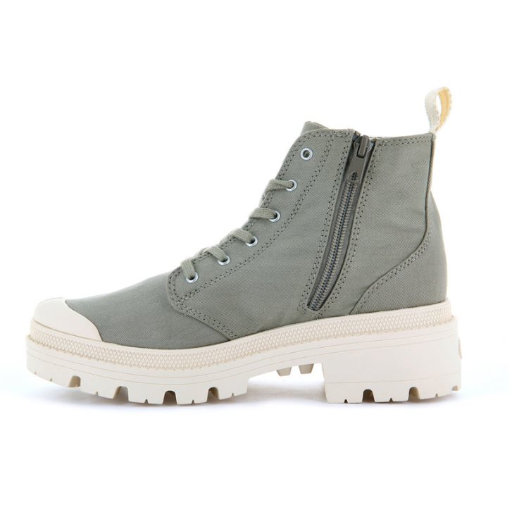 Bottes Palladium Pallabase Twill Femme Vert | FR TYW695Q